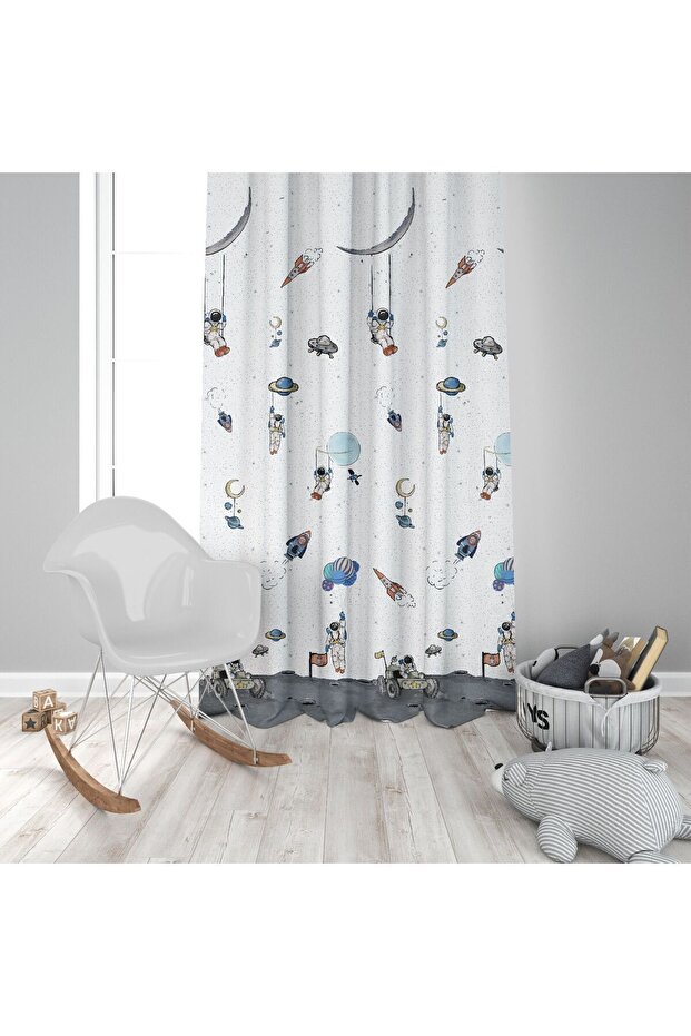 Spacecraft Flat Installation Sky Face Astronaut Concept Design Children's Room Sunshade Background Curtain