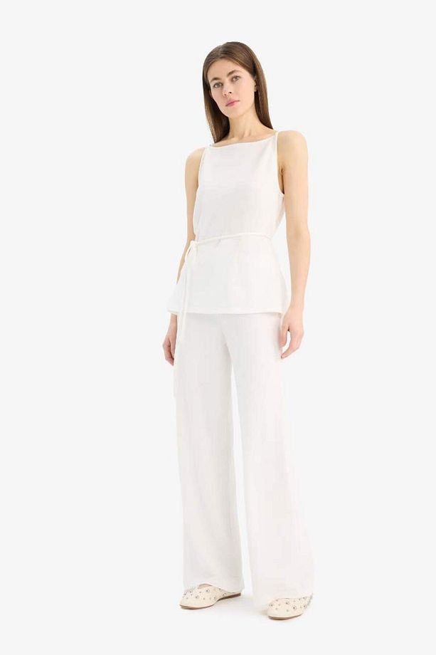 Wide Leg Geniş Paça Basic Düz Pike Pantolon Tyca74853b08db934fafd7202 - 2