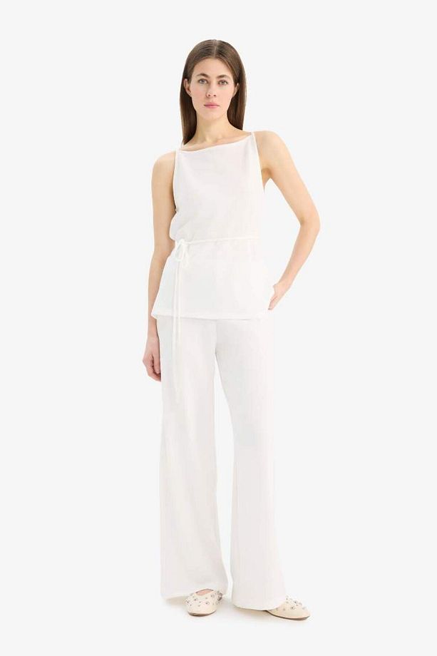Wide Leg Geniş Paça Basic Düz Pike Pantolon Tyca74853b08db934fafd7202 - 1