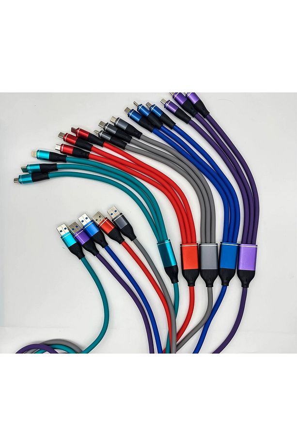100W Hızlı Şarj ve Veri Aktarım Kablosu – Type-C, iOS, Micro USB – 6A Akım Destekli Örgü Kablo - 2