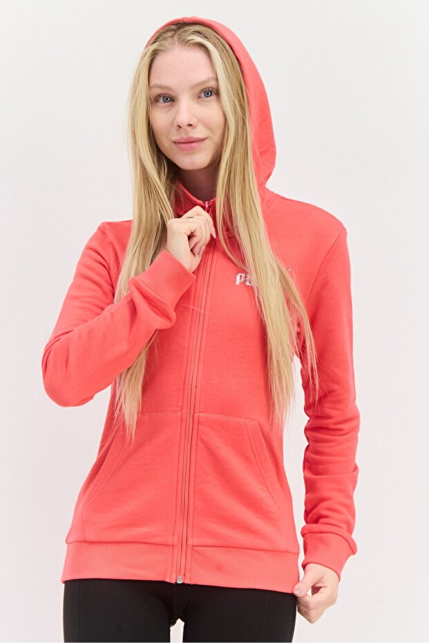 Women Regular Fit Long Sleeves Outdoor Sweatshirt, Coral