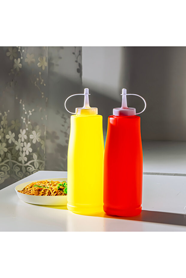 Ketchup Bottle, 2Pcs 600ml Red and Yellow Bottle, RF10729