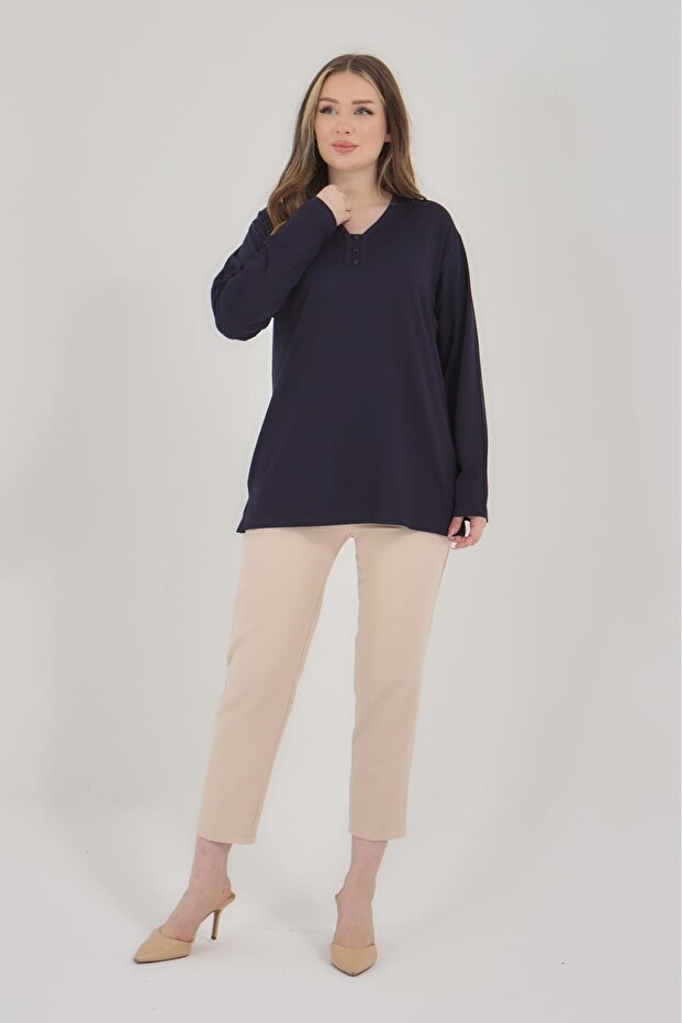 Women's V-Neck Lycra Daily Seasonal Mother Combed Cotton Blouse