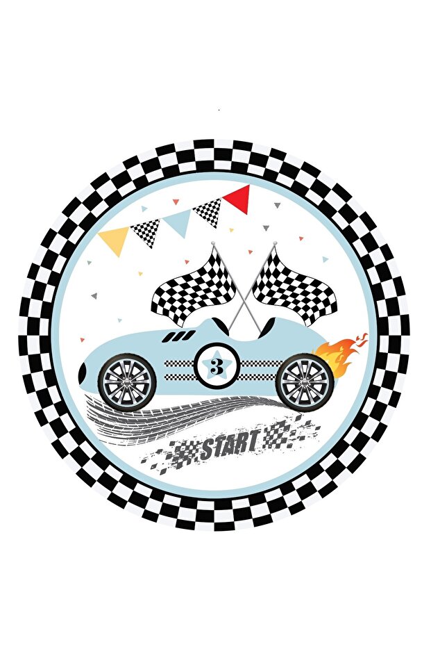 Yarış Arabaları Temalı Karton Tabak 23 cm 8 Adet - 4