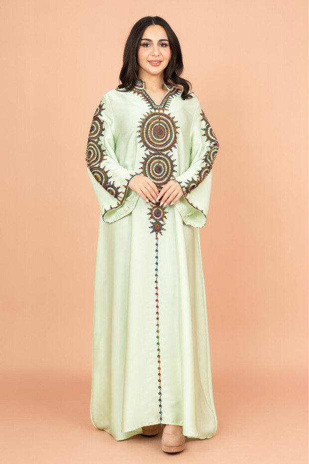 Solid Embroidered Jalabiya - 1