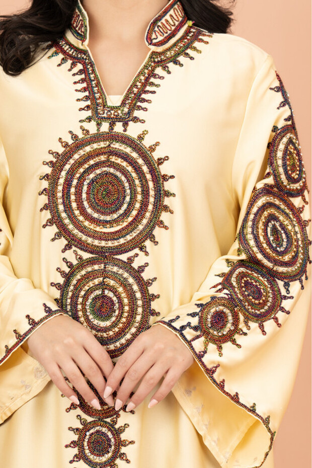 Solid Embroidered Jalabiya - 2