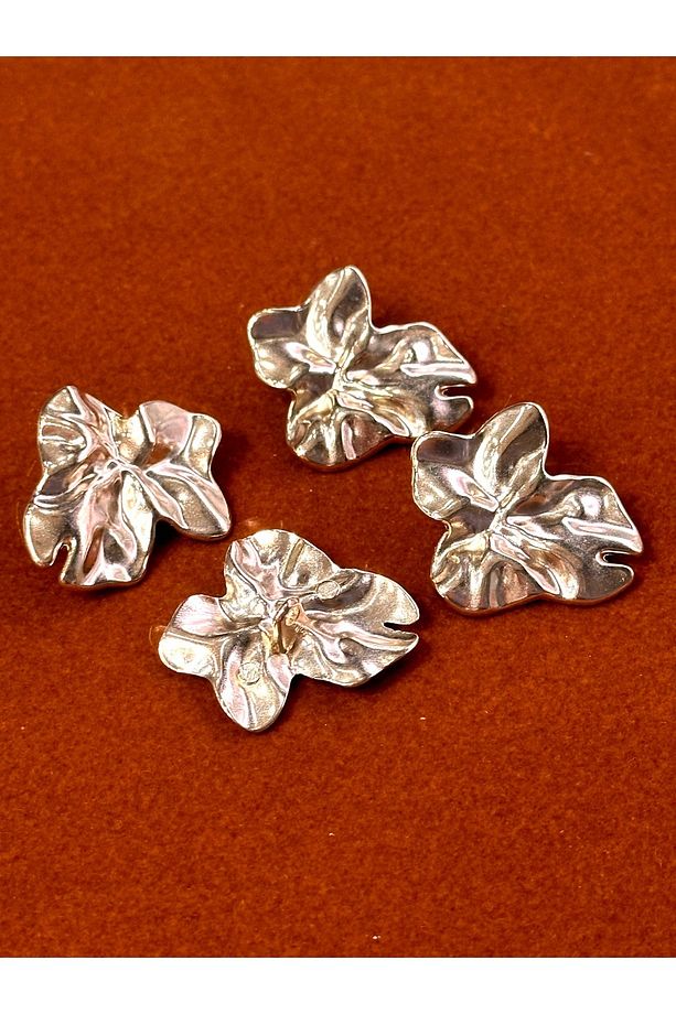 Z.A.R.A modeli Yaprak desenli üstü kırısık gold tasarım büyük boy düğme seti(3.2cm) - 3