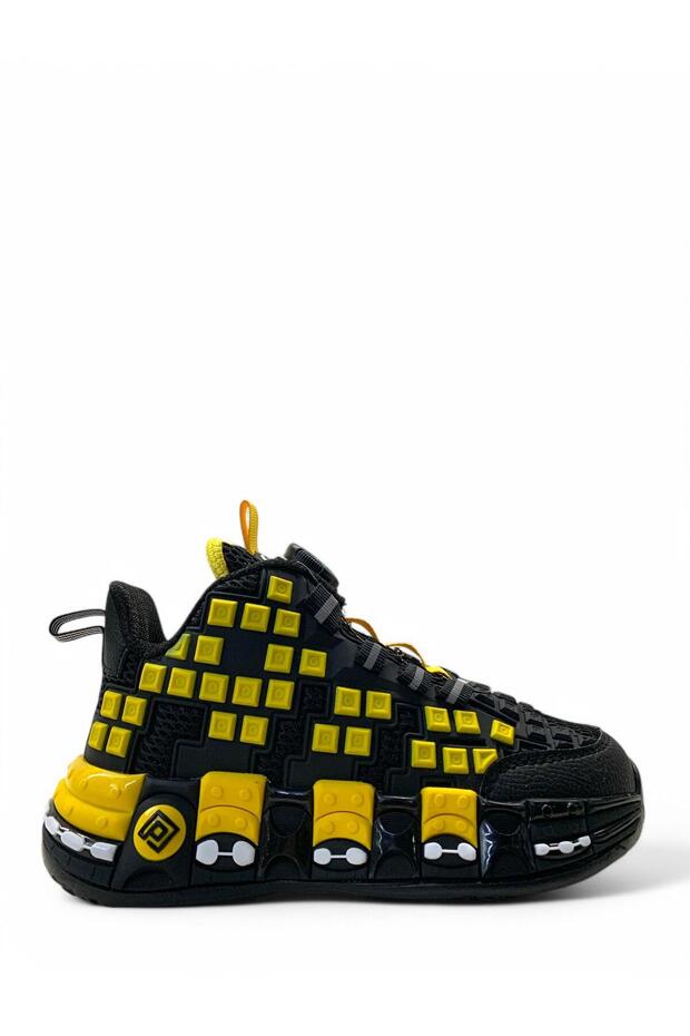 1974 Orthopedic Unisex Kids Black/Yellow Basketball Shoes