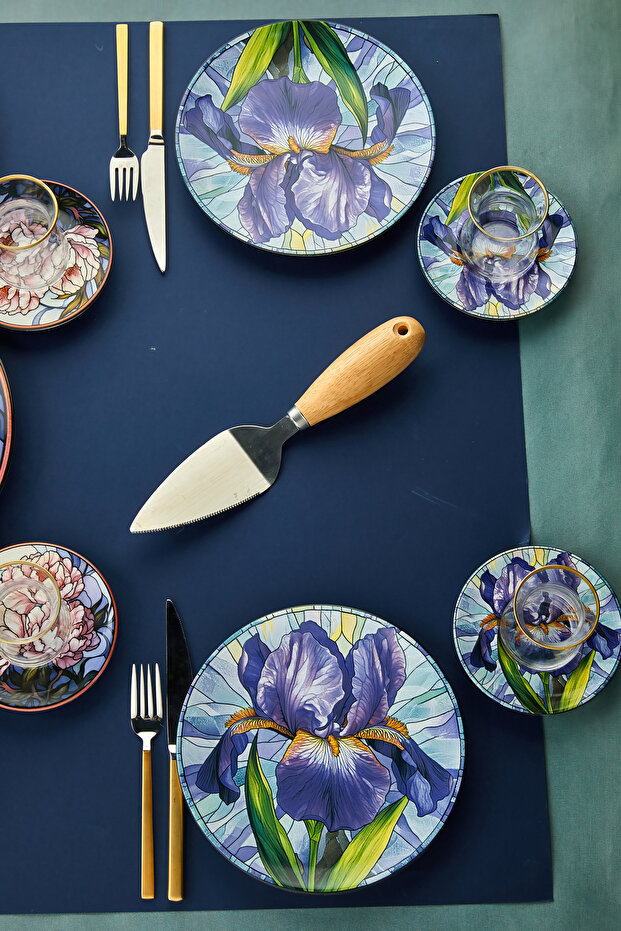 12 Parça 6 Kişilik Iris Serisi Yemek Pasta Takımı Seti Sunum Tabakları Ve Çay Tabağı - 6