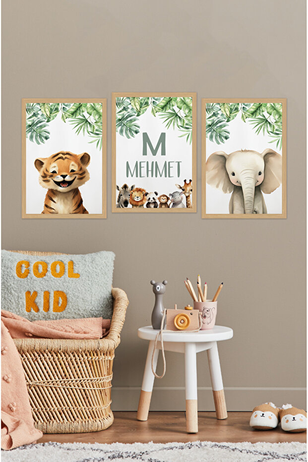 Dekorize Mdf Tablo Seti 3 Parça 3 Mm - Çocuk Odası İçin İsim Yazdırılabilen Set KOT3001 - 1