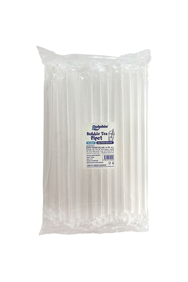 Bubble Tea Jelatinli Şeffaf Pipet 12mm 22cm 50 Adet - 6