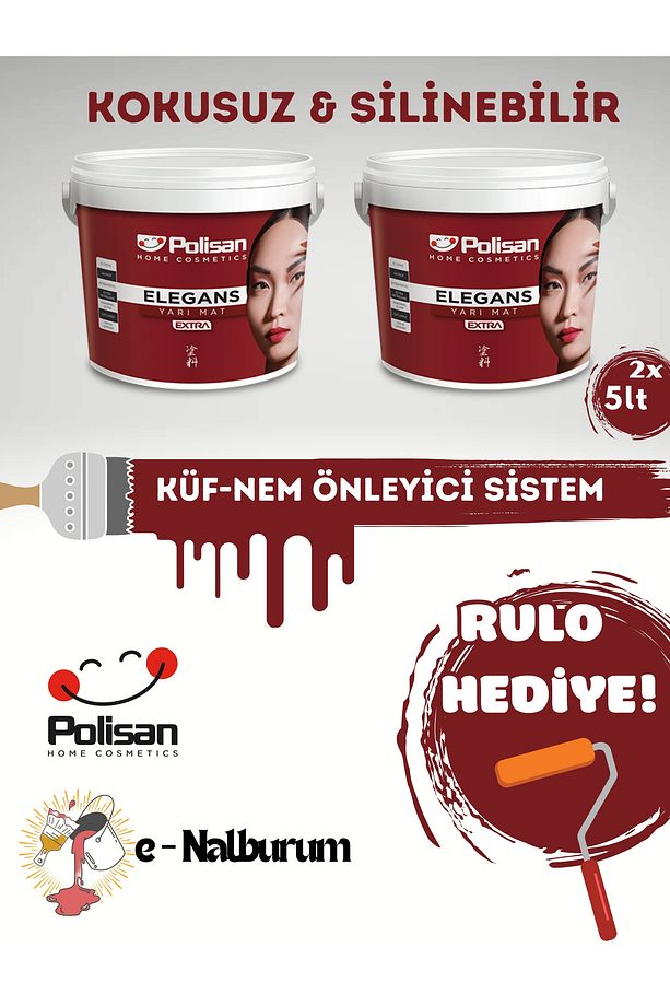 Elegans Extra Kokusuz ve Mükemmel Silinebilir-Nem Önleyici Boya 2.5lt 2 Adet(5lt) - 1
