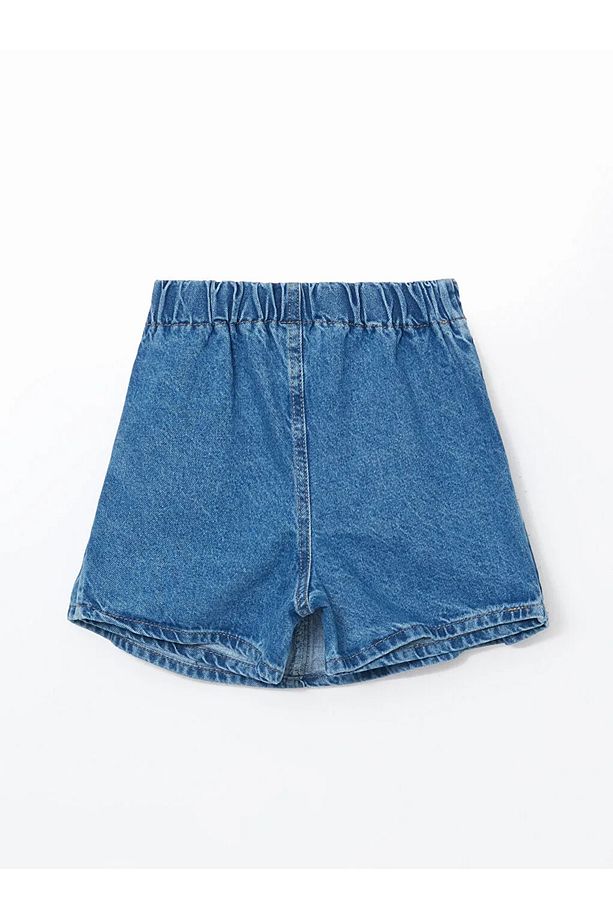 LCW Kids İndigo Beli Lastikli Kız Çocuk Jean Şort Etek - 4