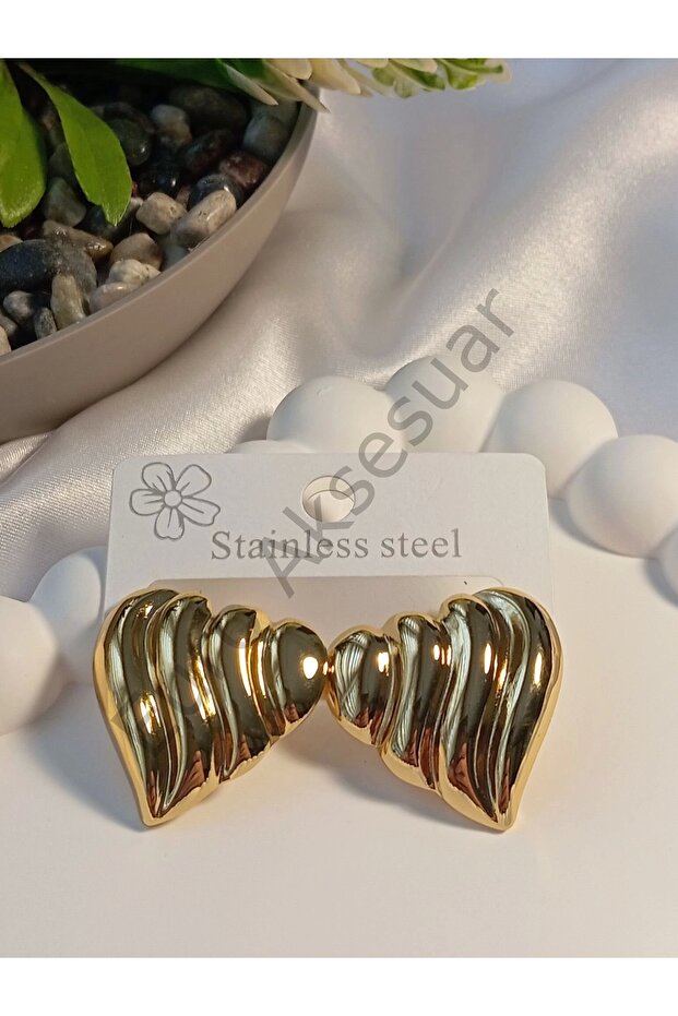 Steel Heart Detailed Earrings