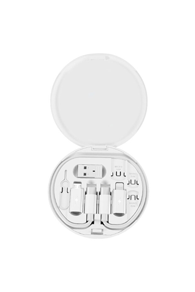 طقم كابل محول شحن USB متعدد 60 وات باللون الأبيض، طقم تحويل USB C إلى USB A وType C إلى ذكر Micro/