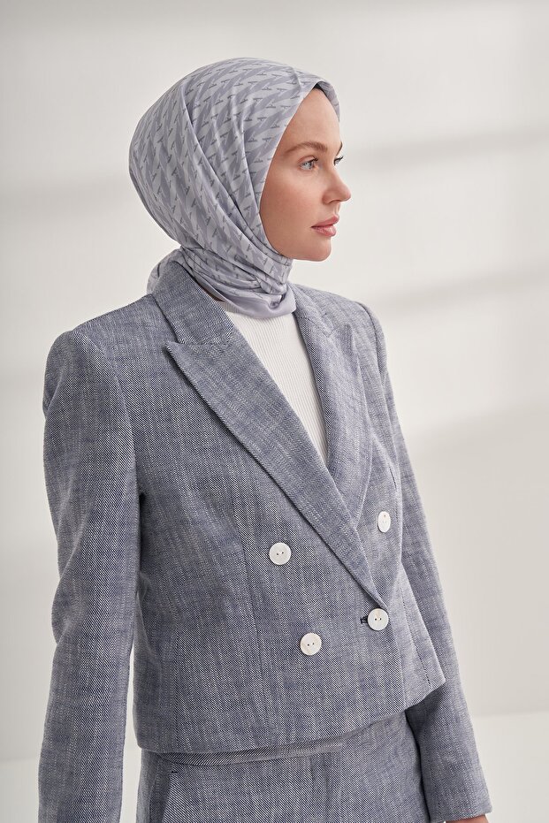 A Monogram Desen Eşarp - Gri - 2