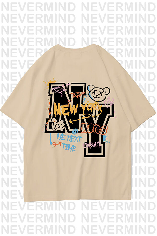 Unisex Women's Men's Ny-Me Special Design Back Printed Oversize T-Shirt