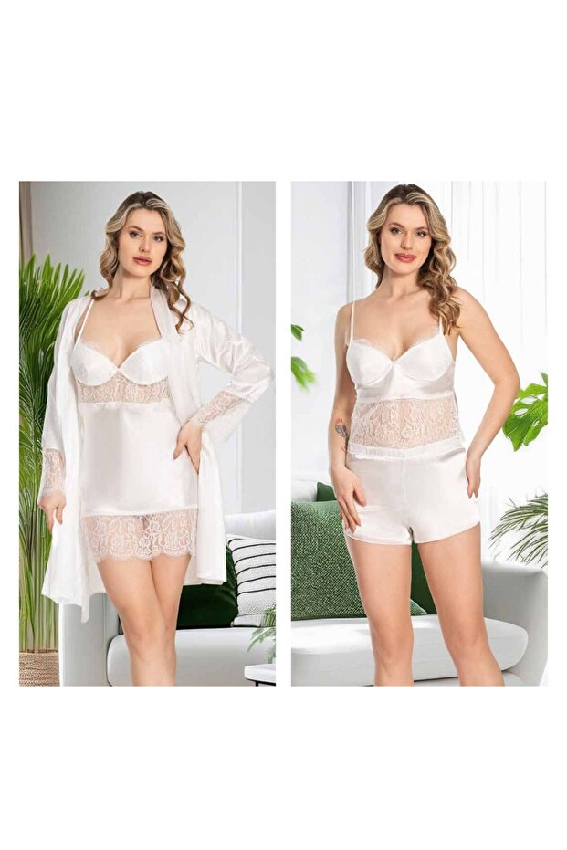 Women's Satin 6-Piece Lace Bridal Dowry Set Jl.4R.8K1.Mk