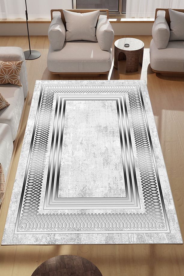 Gümüş Sahif Desenli Makinede Yıkanabilir Salon Halısı Yatak Odası Halısı & Yolluk Modelleri - 2