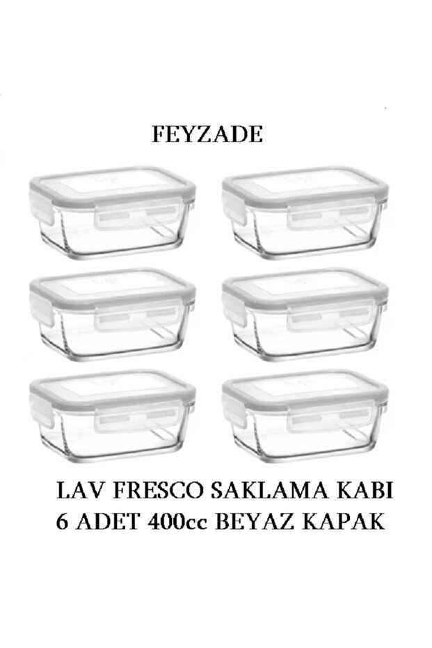 6Pcs 400Cc White Fresco Ziplock Glass Storage Set (Frs-237)