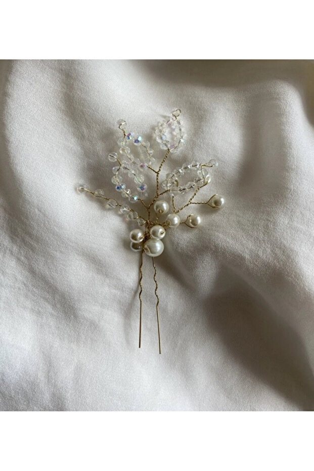 Bridal Hair Accessory Pearl Crystal Hairpin Wedding Engagement Barrette
