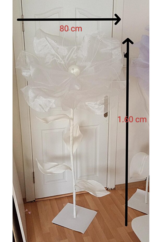 Dev Tül Çiçek Beyaz - 2