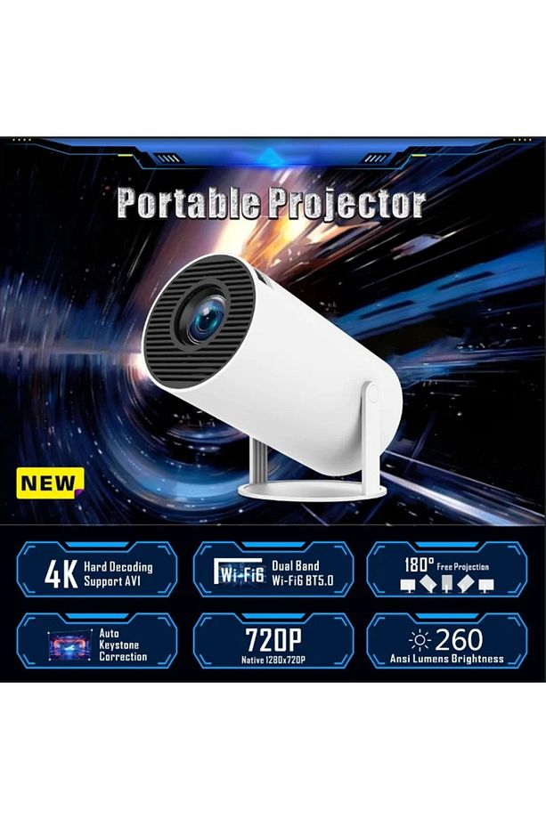 Taşınabilir İç Dış Mekan Sinema Projektörü 4k Ev Sineması Bluetooth Android WİFİ Akıllı Projeksiyon - 7