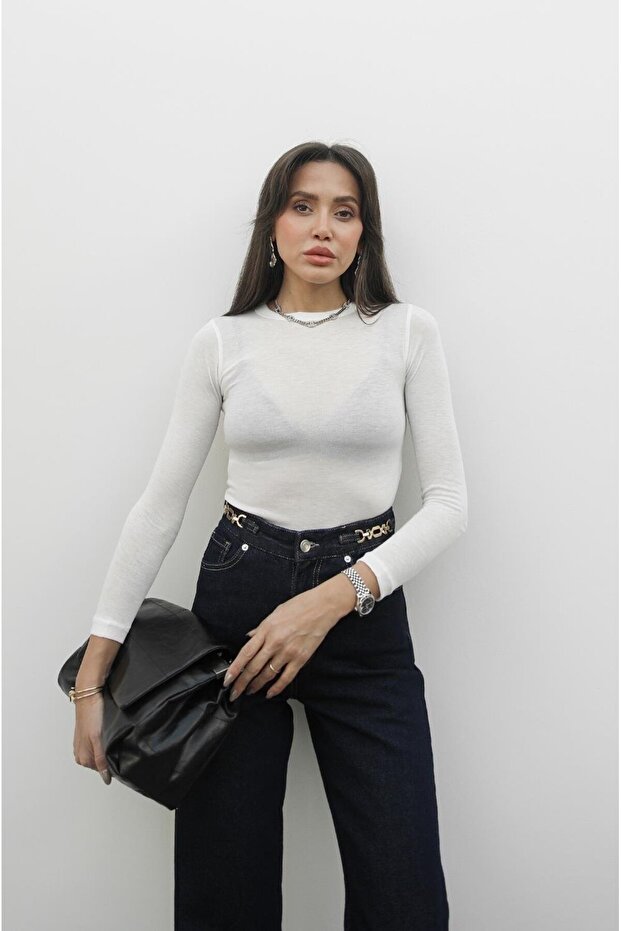 Bluză transparentă Condor Ecru - 2