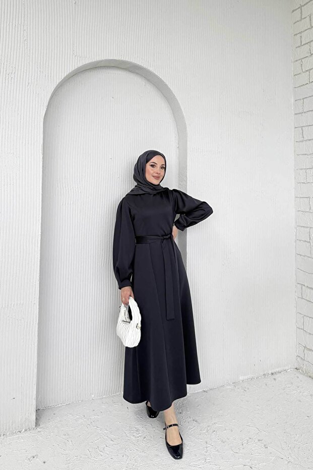 Dark Blue Scuba Cut Basic Dress - 53-261