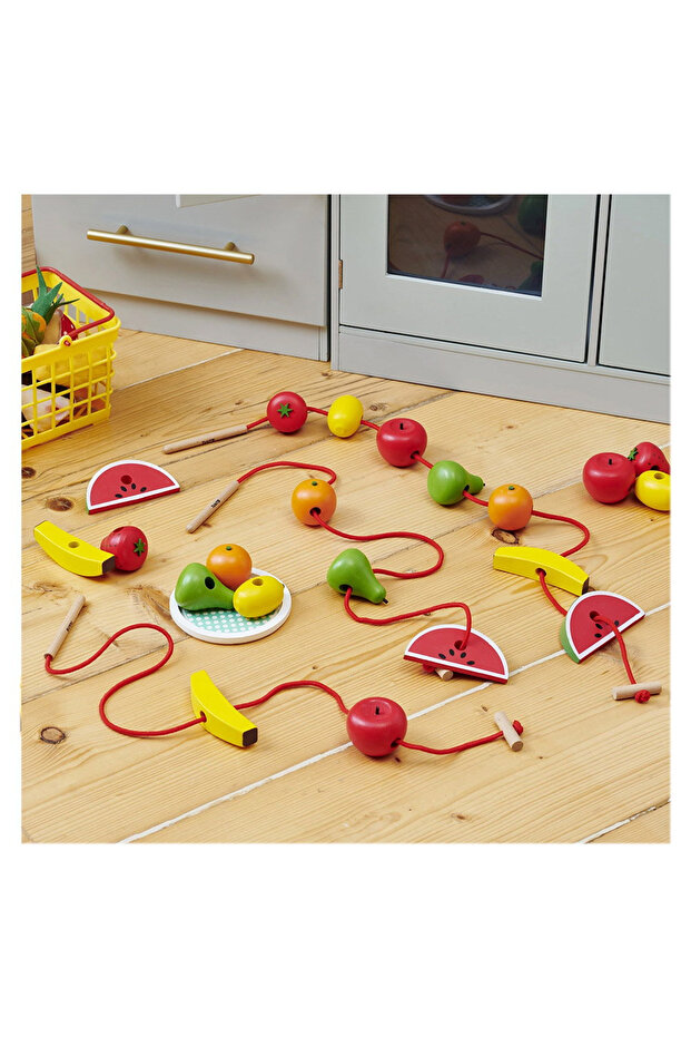Large Wooden Fruit Stringing Set, - 3