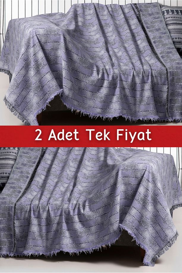 İkili Set Dokuma Koltuk Örtüsü Seti 170x220cm - 1
