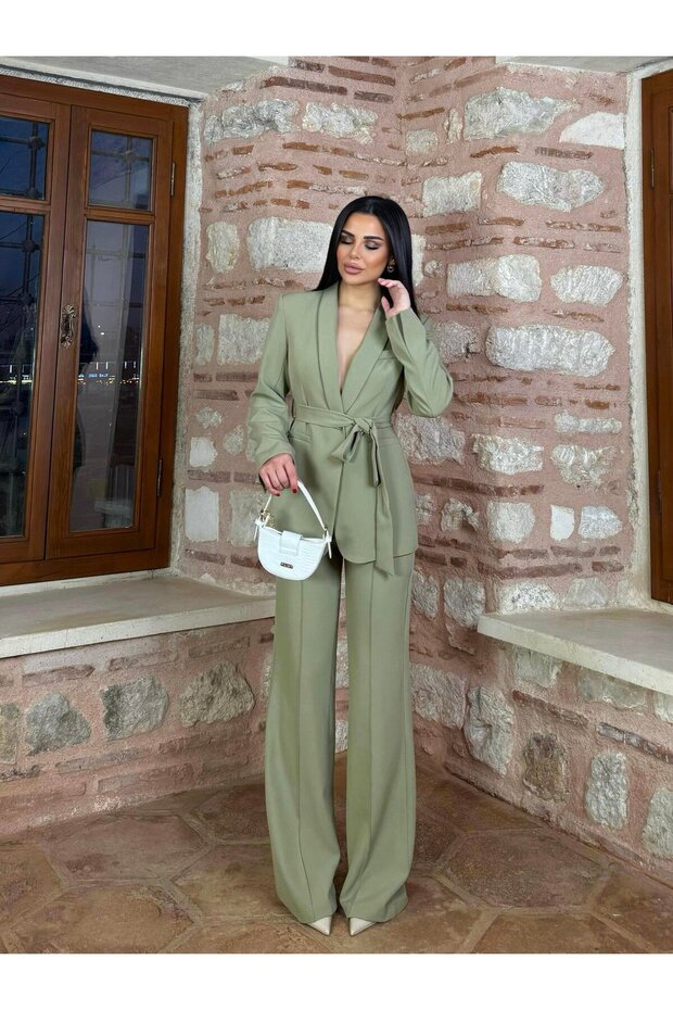 Belted Jacket Trouser Set - 2