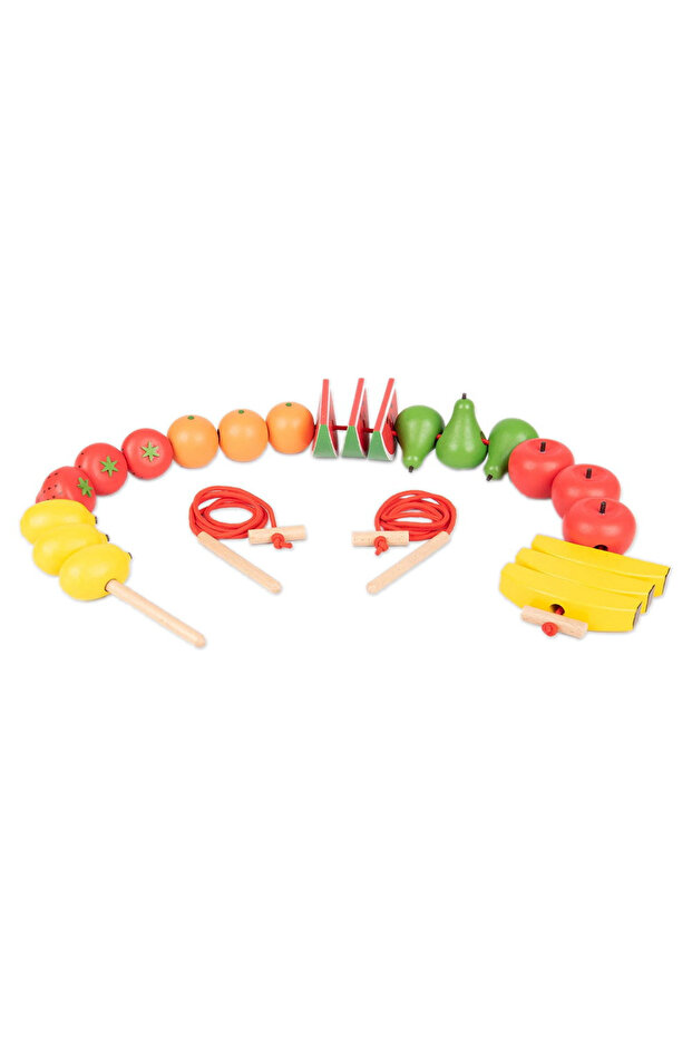 Large Wooden Fruit Stringing Set, - 1