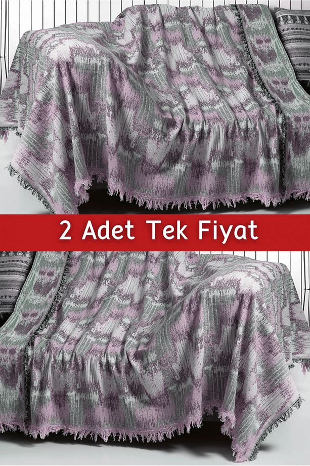 İkili Set Dokuma Koltuk Örtüsü Seti 170x220cm - 1
