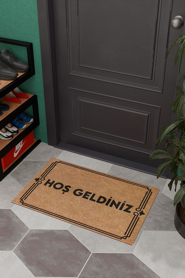 Hoş Geldiniz Sade Çerçeveli Dekoratif Çok Amaçlı İç ve Dış Kapı Paspası - 2