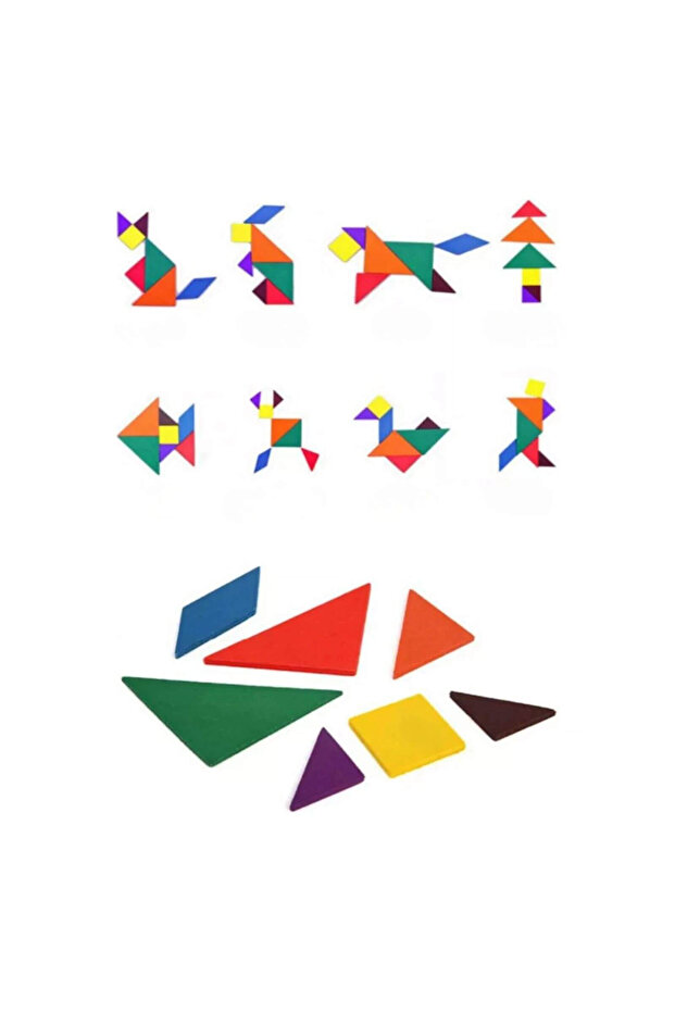 Tangram Game Pack 7 Pieces And Tetris Logic Game With Wooden Pieces - 5