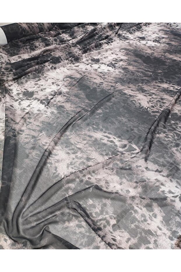 Anthracite Black Batik Pattern Mesh, Width: 140 - 4