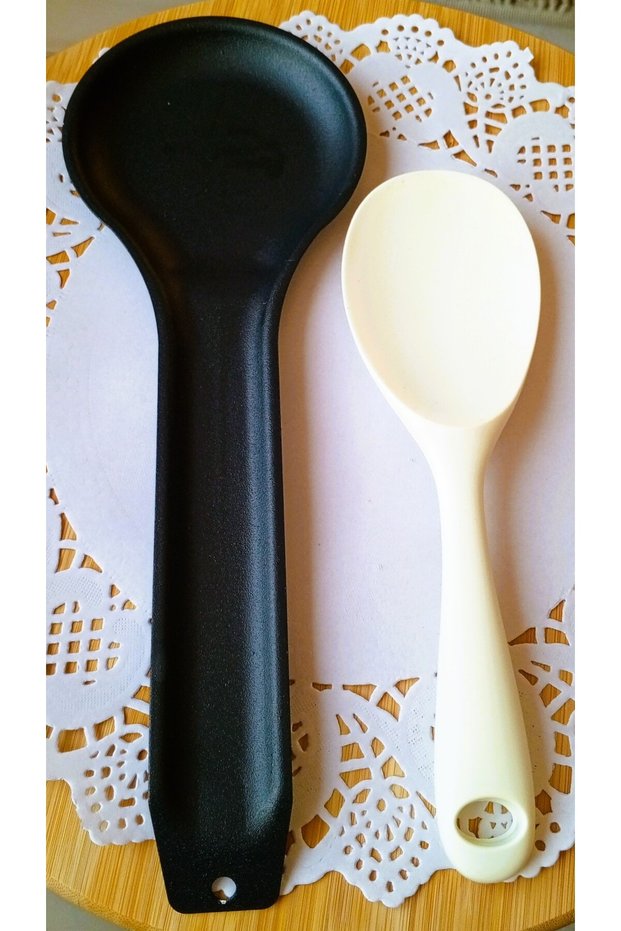 Set of 2 Metal Spoon Coaster & Silicone Rice Spoon