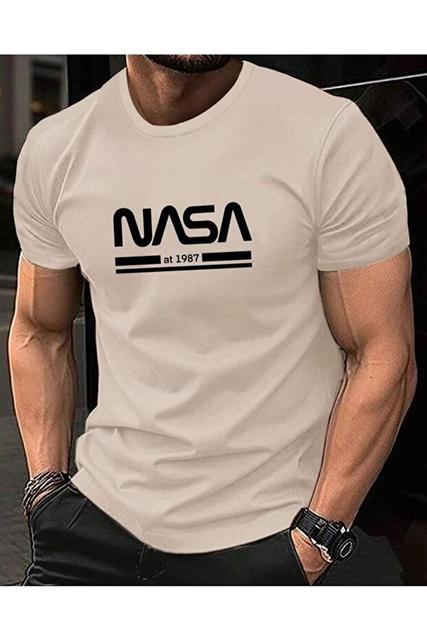 Unisex Nasa Printed Short Sleeve 100% Cotton T-Shirt
