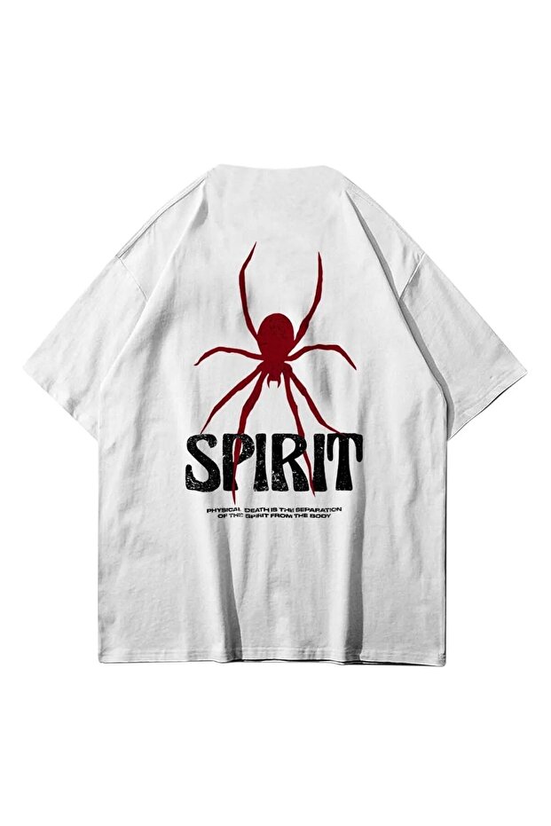 Spirit Spider Front Back Printed Cotton Oversize Crew Neck T-shirt