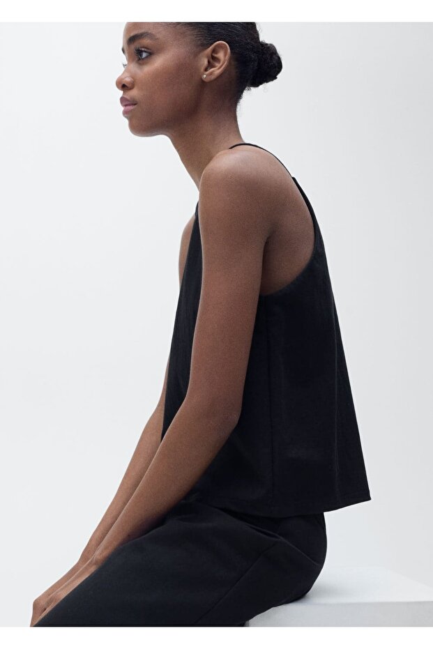 Pamuklu Halter Yaka Bluz - 7