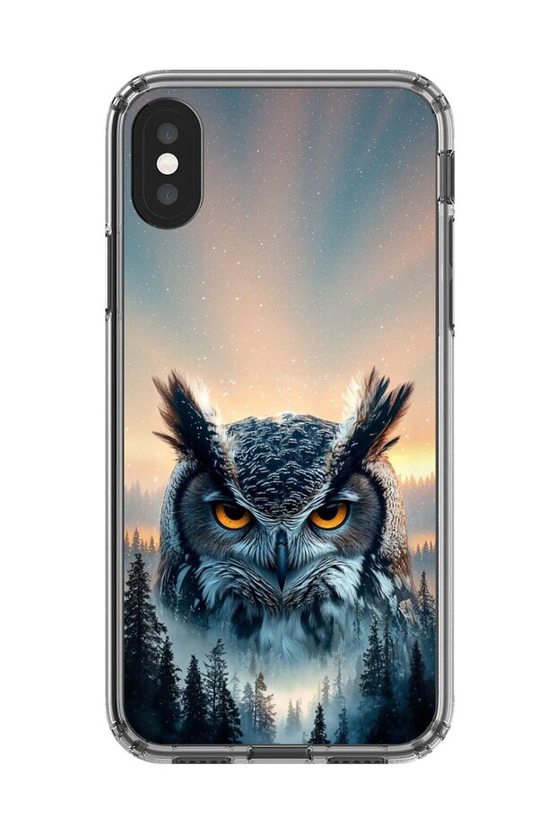 حافظة شفافة متوافقة مع هاتف iPhone XS بتصميم بومة
