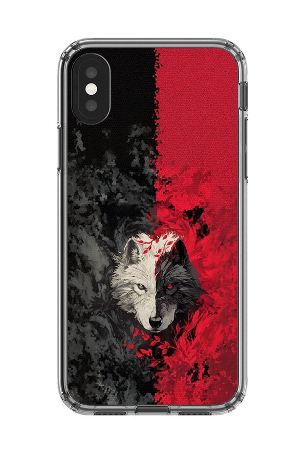 حافظة شفافة متوافقة مع هاتف iPhone XS Max بتصميم الذئب