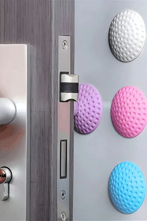 10 Adet Yapışkanlı Kapı Kolu Stoperi - Tamponu Duvar Koruyucu Silikon Tutucu Tampon - 4