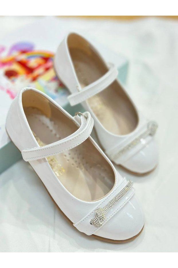 2340 White Orthopedic Lightweight Comfortable Special Day Baby Girl Ballerinas