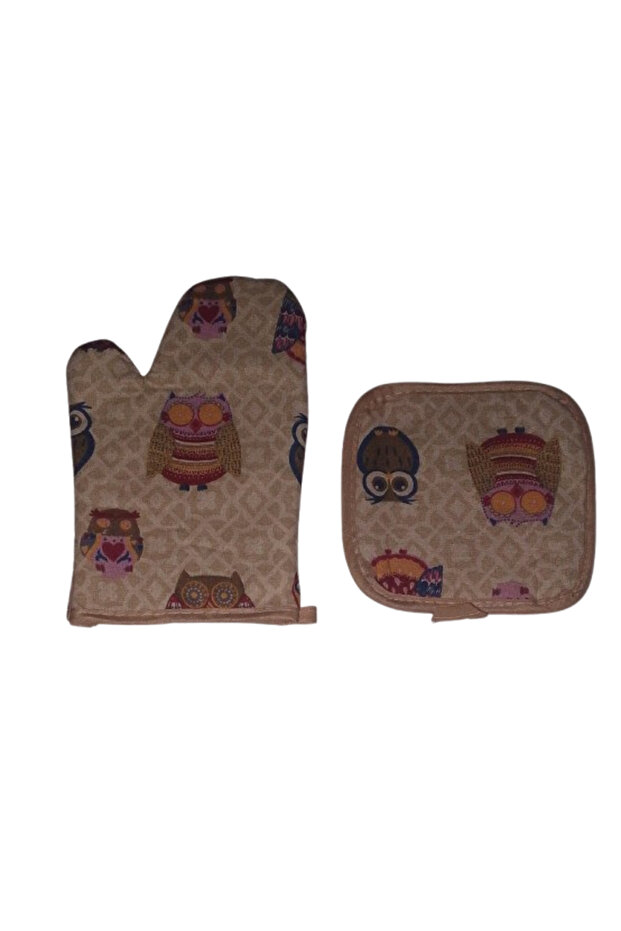 طقم جاونتى وماسك قماش مزخرف من قطعتين بشكل بومه - 1