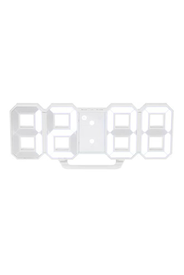 Multifunctional Digital Wall Clock LED Light 12H/24H Time Display White Digital Clock
