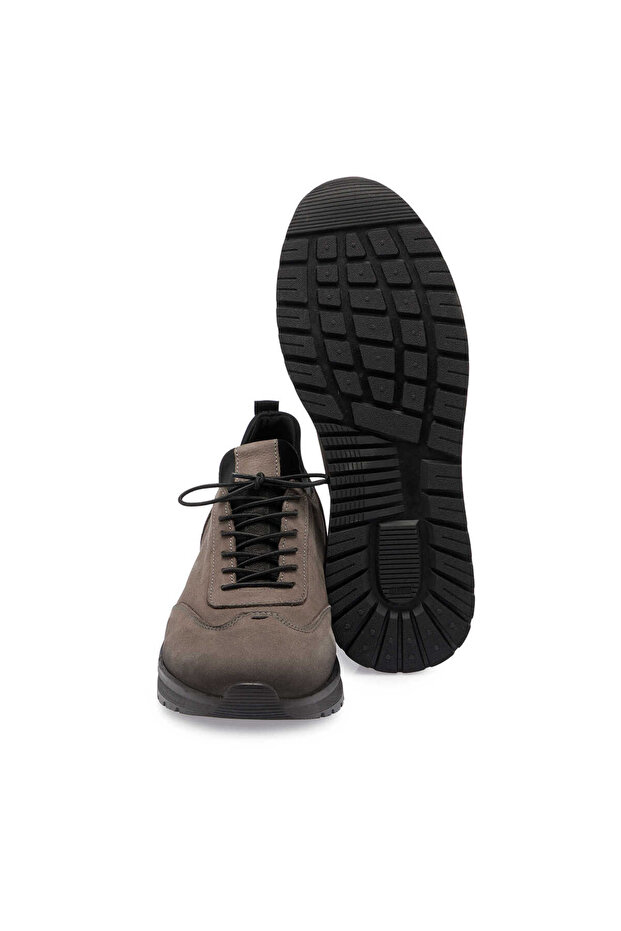 Gri Hakiki Nubuk Deri Erkek Sneaker - E24S1AY57028-A40 - 4