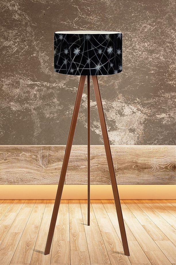 Siyah Yıldız Desenli Tripod Lambader - 1