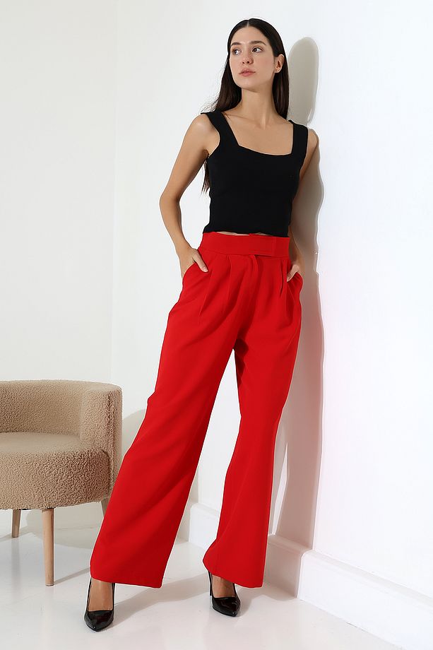 Bol Paça çıtçıtlı Model Kumas Pantolon - 3